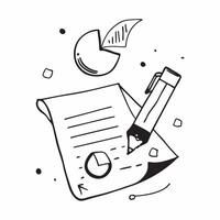Glossy pen and paper with floating holographic marketing strategy and pie chart concept as A close up of a glossy pen and paper on a desk with floating holographic marketing strate Cleans vector
