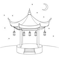 Glossy Pavilion with Lanterns for Mid Autumn Festival concept as A glossy pavilion background adorned with lanterns providing a serene and reflective setting for the Mid Autumn Fes Cleans Set 2 vector