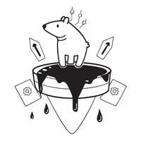 Glossy polar bear and iceberg with holographic temperature data and melting rates concept as A dynamic image featuring a glossy polar bear standing on an iceberg with floating holo Cleans vector
