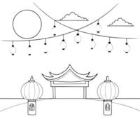 Glossy Rooftop Party with Lanterns for Mid Autumn Festival concept as A glossy rooftop party background with glowing lanterns and festive decorations offering a vibrant and modern Cleans Set 2 vector
