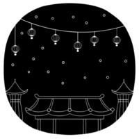 Glossy Rooftop Party with Lanterns for Mid Autumn Festival concept as A glossy rooftop party background with glowing lanterns and festive decorations offering a vibrant and modern Cleans vector