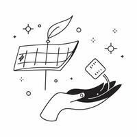 Glossy solar panel and leaf with holographic sustainability goals and emission levels concept as A dynamic image featuring a glossy solar panel and leaf with floating holographic d Cleans vector