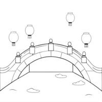 Glossy Stone Bridge with Lanterns for Mid Autumn Festival concept as A glossy stone bridge background illuminated by lanterns reflecting the serene and timeless atmosphere of the M Cleans Set 2 vector