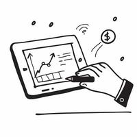 Glossy tablet on a desk with financial graphs and stock charts on screen concept as A close up shot of a glossy tablet placed on a desk displaying financial graphs and stock charts Cleans vector