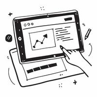 Glossy tablet on a marketing officers desk with campaign analytics concept as A close up shot of a glossy tablet on a marketing officers desk displaying campaign analytics The ref Cleans vector