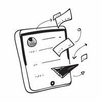 Glossy tablet with holographic email campaign and customer segmentation concept as A illustration of a glossy tablet screen displaying floating holographic email campaign el Cleans vector