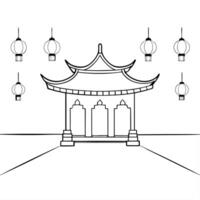 Glossy Temple Courtyard with Lanterns for Mid Autumn Festival concept as A glossy temple courtyard illuminated by lanterns creating a sacred and reflective background for the Mid A Cleans vector
