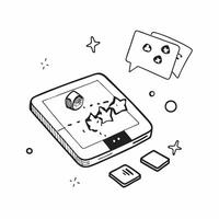 Glossy tablet with holographic product icons and customer reviews concept as A high angle shot of a glossy tablet displaying floating holographic product icons and customer reviews Cleans vector
