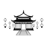 Glossy Temple Courtyard with Lanterns for Mid Autumn Festival concept as A glossy temple courtyard illuminated by lanterns creating a sacred and reflective background for the Mid A Cleans Set 2 vector