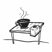 Glossy wooden table with soft light highlighting a teacup silhouette concept as A warm close up shot of a glossy wooden table with soft light highlighting the silhouette of a teacu Cleans vector