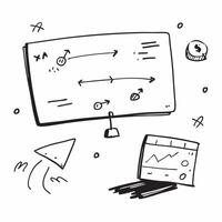 Glossy whiteboard with marketing strategy diagrams and notes concept as A mid angle shot of a glossy whiteboard filled with marketing strategy diagrams and notes The reflections o Cleans vector
