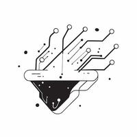 Glowing abstract circuit with floating data particles concept as An abstract digital art piece of a glowing circuit with floating data particles The design is intricate and detail Cleans vector