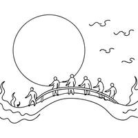 Glowing Abstract Bridge Crossing concept as A glowing abstract depiction of people crossing a bridge under the full moon during the Mid Autumn Festival with luminous waves and swir Cleans Set 2 vector