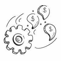 Glowing abstract gears with currency symbols embedded within concept as A glowing abstract set of gears with currency symbols embedded within representing the machinery of financia Cleans vector