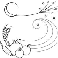 Glowing Abstract Harvest Celebration concept as A digital art depiction of a glowing abstract harvest celebration during the Mid Autumn Festival with symbolic fruits and grains and Cleans Set 2 vector