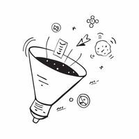 Glowing abstract marketing funnel with floating conversion symbols concept as A captivating visual of a glowing abstract marketing funnel with floating conversion symbols The came Cleans vector