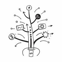 Glowing abstract marketing tree with branches representing different campaigns concept as A captivating image of a glowing abstract marketing tree with branches representing variou Cleans vector