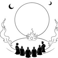 Glowing Abstract Moon Ritual concept as A glowing abstract representation of a traditional moon worship ritual during the Mid Autumn Festival with luminous swirling lights and abst Cleans vector