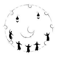 Glowing Abstract Moon Ritual concept as A glowing abstract representation of a traditional moon worship ritual during the Mid Autumn Festival with luminous swirling lights and abst Cleans Set 2 vector