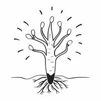 Glowing abstract tree with branching roots representing business expansion concept as A wide angle shot of a glowing abstract tree with branching roots symbolizing business expansi Cleans vector
