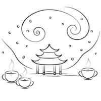 Glowing Abstract Tea Ceremony concept as A digital abstract art piece showing a glowing tea ceremony during the Mid Autumn Festival with swirling lights and a serene atmosphere Ca Cleans vector