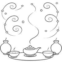 Glowing Abstract Tea Ceremony concept as A digital abstract art piece showing a glowing tea ceremony during the Mid Autumn Festival with swirling lights and a serene atmosphere Ca Cleans Set 2 vector