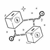 Glowing blockchain nodes with digital chains on an isolated white background concept as Two glowing blockchain nodes connected by digital chains isolated on a white background The Cleans vector