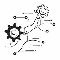 Glowing digital abstract gears with binary code concept as An abstract digital art piece featuring glowing gears intertwined with binary code symbolizing the mechanics of frontier Cleans vector