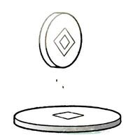 Glowing holographic coin with Labh Pancham symbol and copy space concept as A glowing holographic coin with the Labh Pancham symbol floating in mid air isolated against a white bac Cleans vector