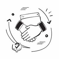 Handshake and briefcase border frame with Client Relations text and copy space concept as A sleek border frame featuring a handshake and briefcase at opposite corners with the text Cleans vector