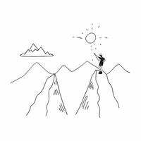 Hiker Admiring Glossy Mountain Peaks at Sunrise concept as A hiker standing at the edge of a cliff overlooking glossy mountain peaks bathed in the warm glow of sunrise The scene c Cleans Set 3 vector