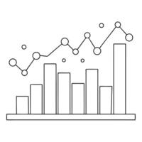 Histogram with floating data markers concept as A histogram icon with data markers floating slightly above the bars isolated on a white background The scene emphasizes the importa Cleans Set 2 vector