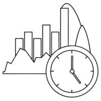 Histogram with a clock icon concept as A histogram icon alongside a clock icon isolated on a white background This pairing highlights time based frequency analysis suitable for da Cleans vector