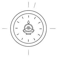 Holographic clock with Labh Pancham symbol and copy space concept as A holographic clock with the Labh Pancham symbol subtly glowing on the dial floating above a white background Cleans vector