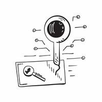 Hovering digital key with glowing circuits on an isolated white background concept as A digital key floating mid air with glowing circuits running through its structure all isolate Cleans vector
