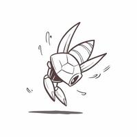 Hovering robotic insect with metallic wings on an isolated white background concept as A robotic insect floating mid air with metallic wings spread wide all isolated against a whit Cleans vector