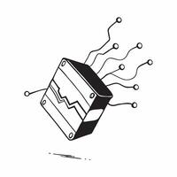 Hovering circuit board with glowing connections on an isolated white background concept as A futuristic circuit board floating mid air with glowing connections extending outward al Cleans vector