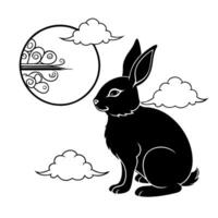 Jade Rabbit and Moon with Mid Autumn Festival Greeting concept as A illustration of the Jade Rabbit and moon with Happy Mid Autumn Festival greeting isolated on a white back Cleans vector