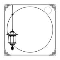 Lantern and Moon Border Frame with Copy Space concept as A border frame featuring a lantern and the moon on opposite corners creating a balanced design with ample copy space in the Cleans vector