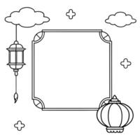 Lantern and Mooncake Border with Copy Space concept as A border frame featuring a lantern and mooncake on opposite corners with ample copy space in the center isolated on a white b Cleans Set 2 vector