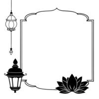 Lantern and Lotus Border Frame with Copy Space concept as A border frame with a lantern and lotus flower placed at opposite ends creating a serene design with ample copy space in t Cleans vector