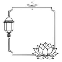 Lantern and Lotus Border Frame with Copy Space concept as A border frame with a lantern and lotus flower placed at opposite ends creating a serene design with ample copy space in t Cleans Set 2 vector