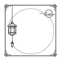 Lantern and Moon Border Frame with Copy Space concept as A border frame featuring a lantern and the moon on opposite corners creating a balanced design with ample copy space in the Cleans Set 2 vector