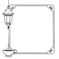 Lantern and Teacup Border Frame with Copy Space concept as A border frame featuring a lantern and teacup at opposite ends with generous copy space in the middle Happy Mid Autumn w Cleans vector