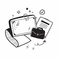 Laptop and briefcase border frame with Digital Marketing text and copy space concept as A dynamic border frame featuring a laptop and briefcase at opposite corners with the text Di Cleans vector