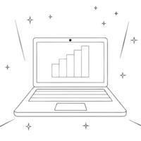 Laptop with holographic scatter plot and data points concept as A laptop on a white background shows a holographic scatter plot with floating data points creating a dynamic and int Cleans vector