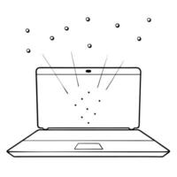 Laptop with holographic heat map and pins concept as A laptop with a holographic heat map and floating pins emerging from the screen isolated on a white background The glossy glow Cleans vector
