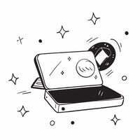 Laptop with Mooncake and Holographic Decorations concept as A sleek laptop open on a white surface with a holographic mooncake and glowing festival decorations around Camera angle Cleans Set 3 vector
