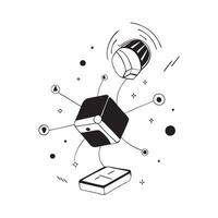Levitation of digital particles with connected nodes on an isolated white background concept as A cluster of digital particles connected by glowing nodes floating mid air against a Cleans vector
