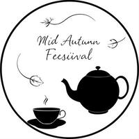 Levitating Teapot and Cup with Mid Autumn Festival Text concept as A traditional teapot and cup levitating above a white background with Mid Autumn Festival text creating a magical Cleans Set 2 vector